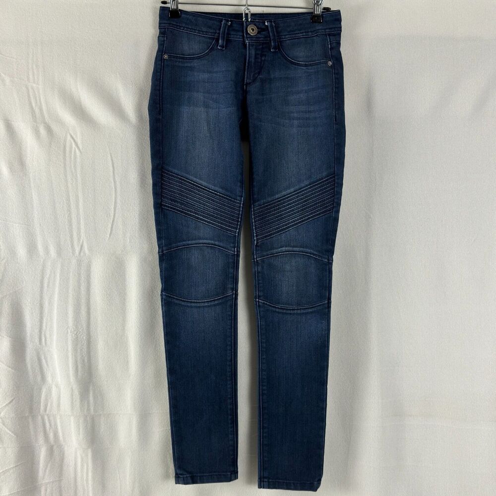 DL1961 Womens Size 24 Hazel Skinny Jeans Ducati Embroidered Blue Denim Pants Zip